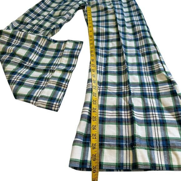NWT Vintage 60s 70s Green Plaid Flared Cuffed Pants 4/6 - Picture 11 of 12